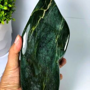 Nephrite Jade Free Form Crystal Stone Sculpture Accent Piece Spirituality decor